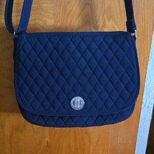 Vera Bradley Classic Navy Turnlock Saddle Crossbody Bag